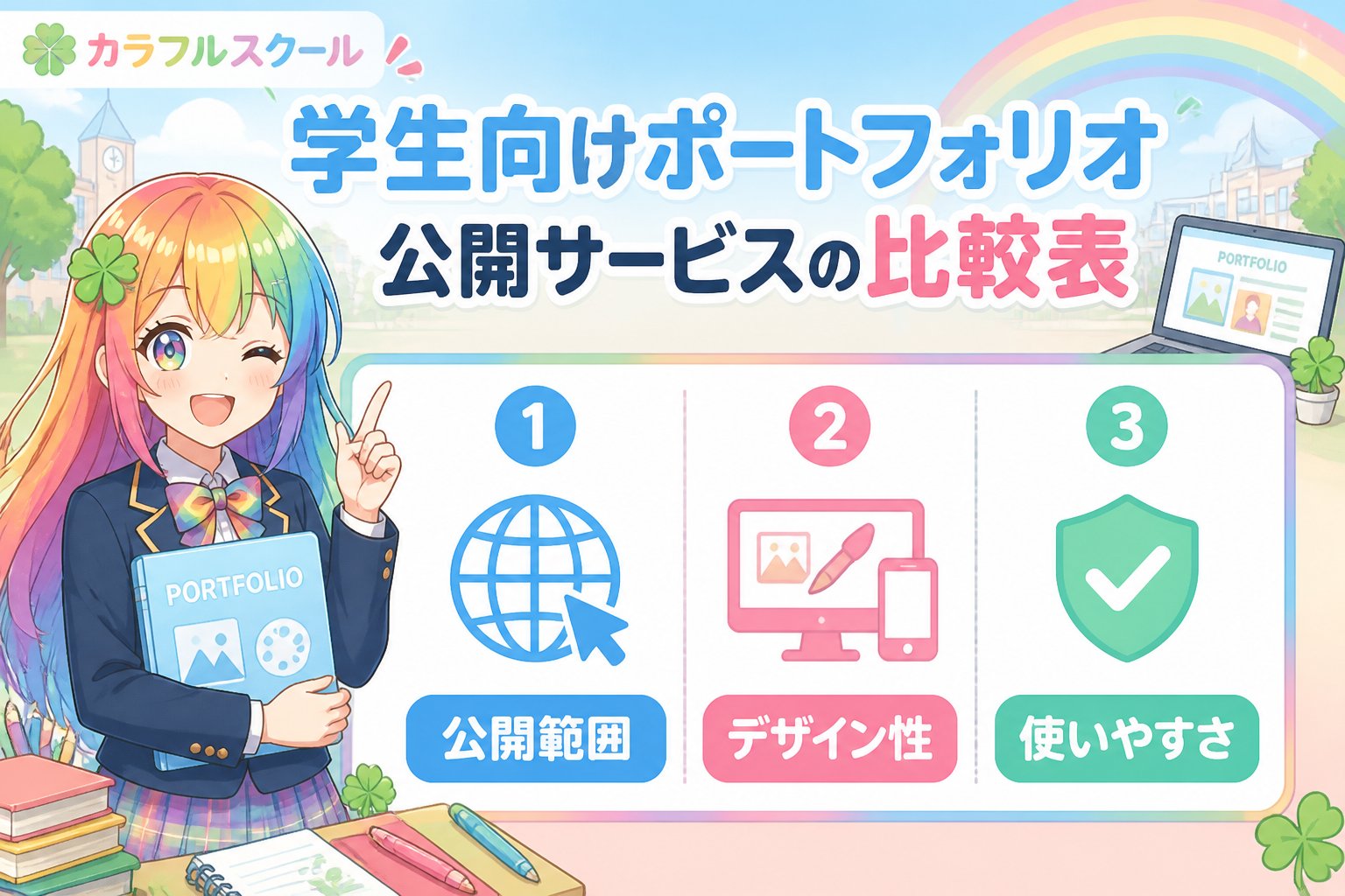 副業・クリエイター 学生向けポートフォリオ公開サービスの比較表