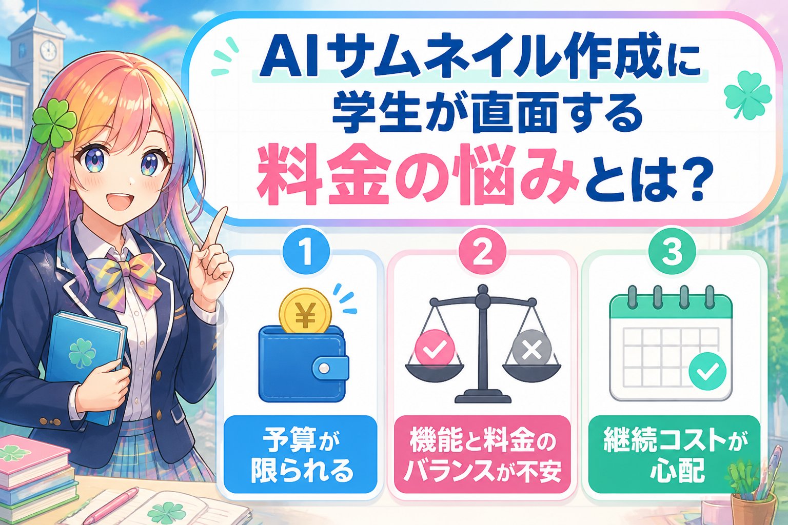 AI画像生成 AIサムネイル作成に学生が直面する料金の悩みとは？