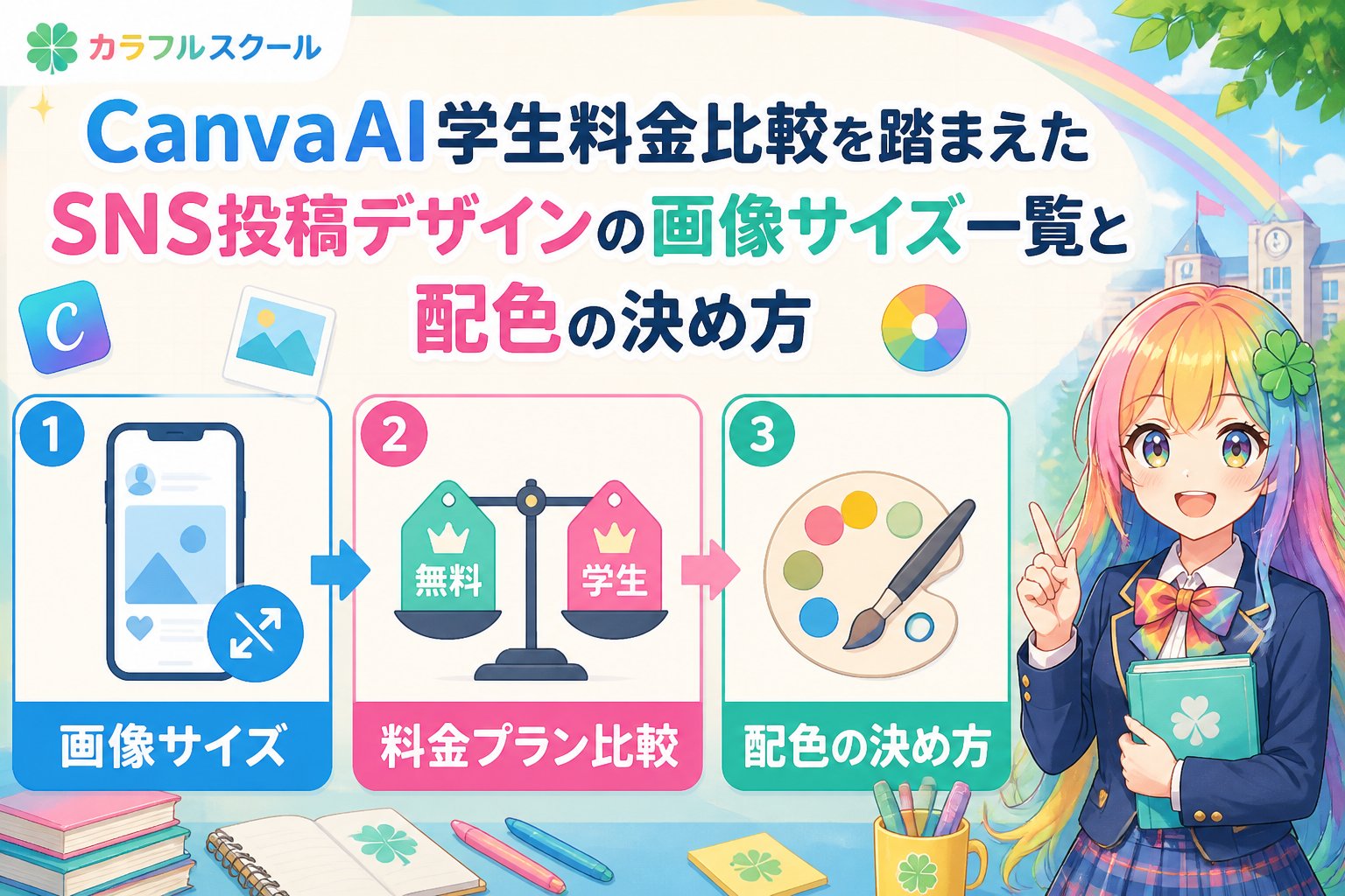 副業・クリエイター CanvaAI学生料金比較を踏まえたSNS投稿デザインの画像サイズ一覧と配色の決め方