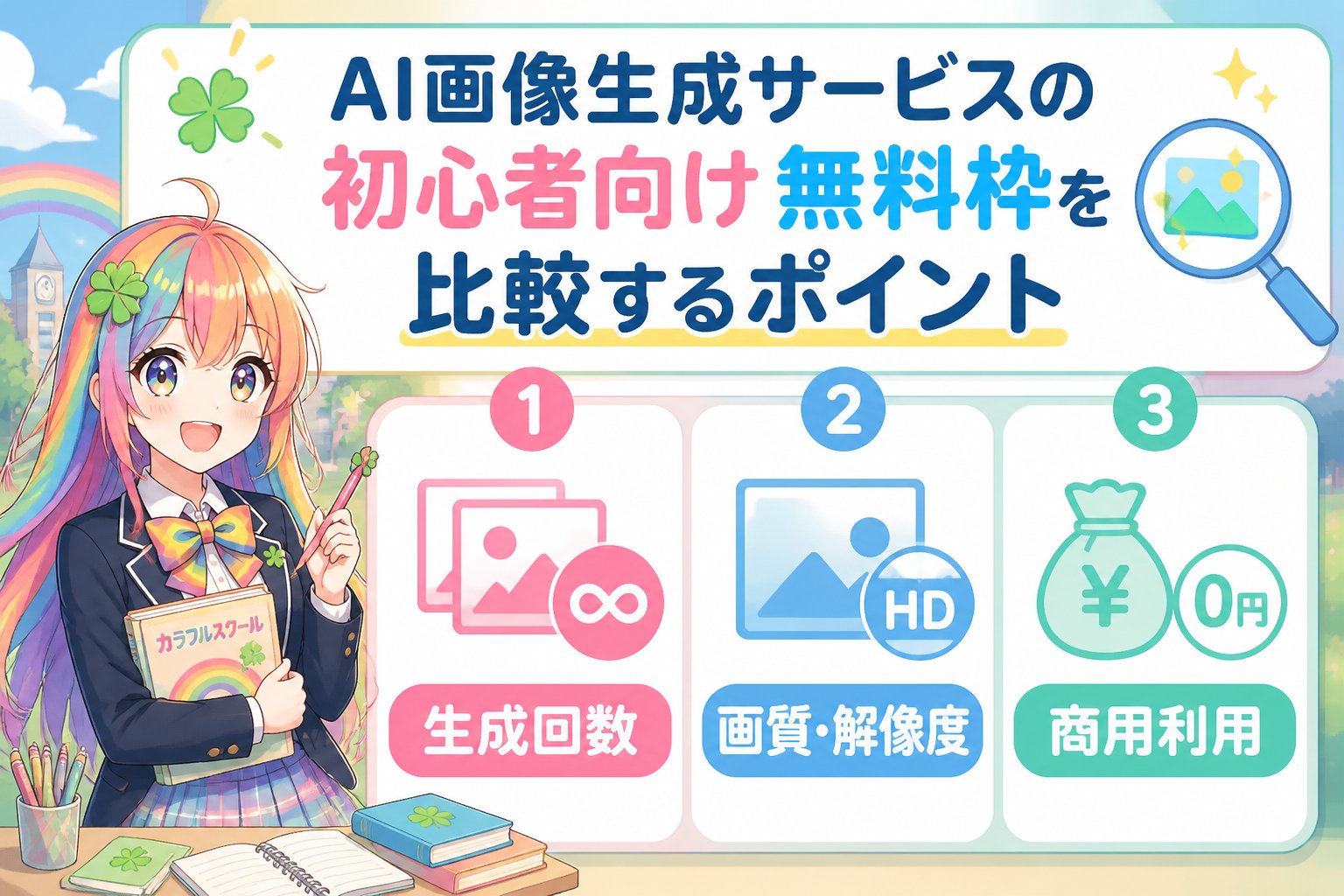 AI画像生成 AI画像生成サービスの初心者向け無料枠を比較するポイント