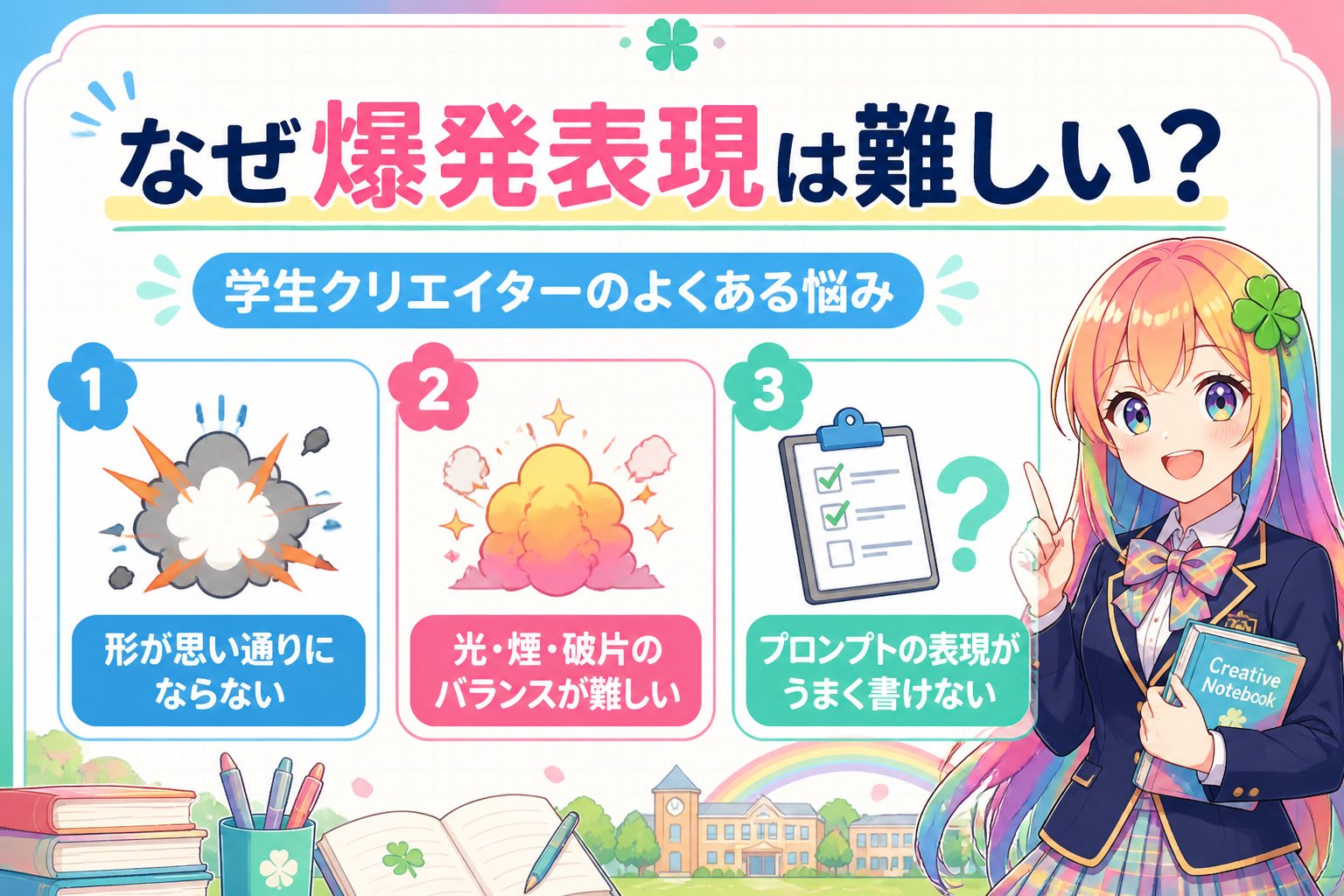 AI画像生成 なぜ爆発表現は難しい？学生クリエイターのよくある悩み
