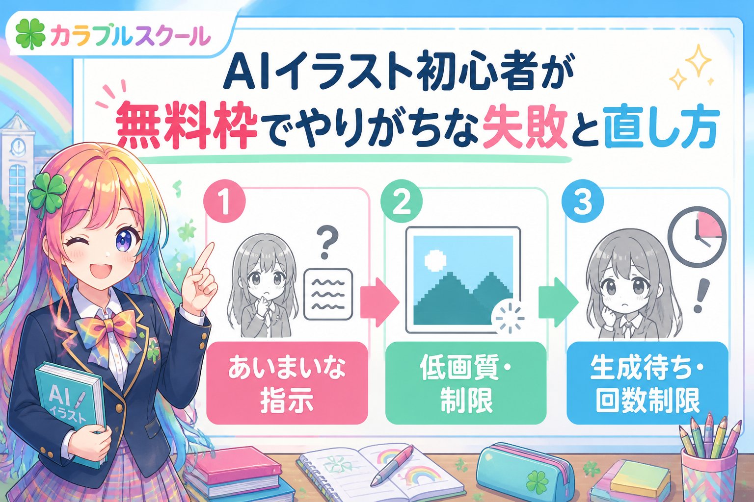 AI画像生成 AIイラスト、初心者が無料枠を使う際の失敗と直し方