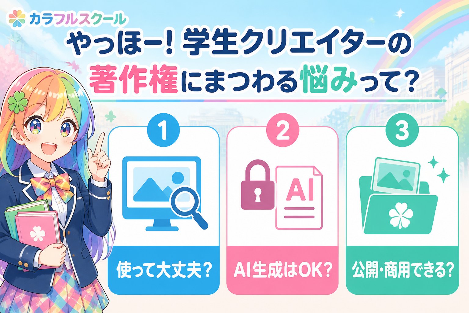 AI画像生成 やっほー！学生クリエイターの著作権にまつわる悩みって？