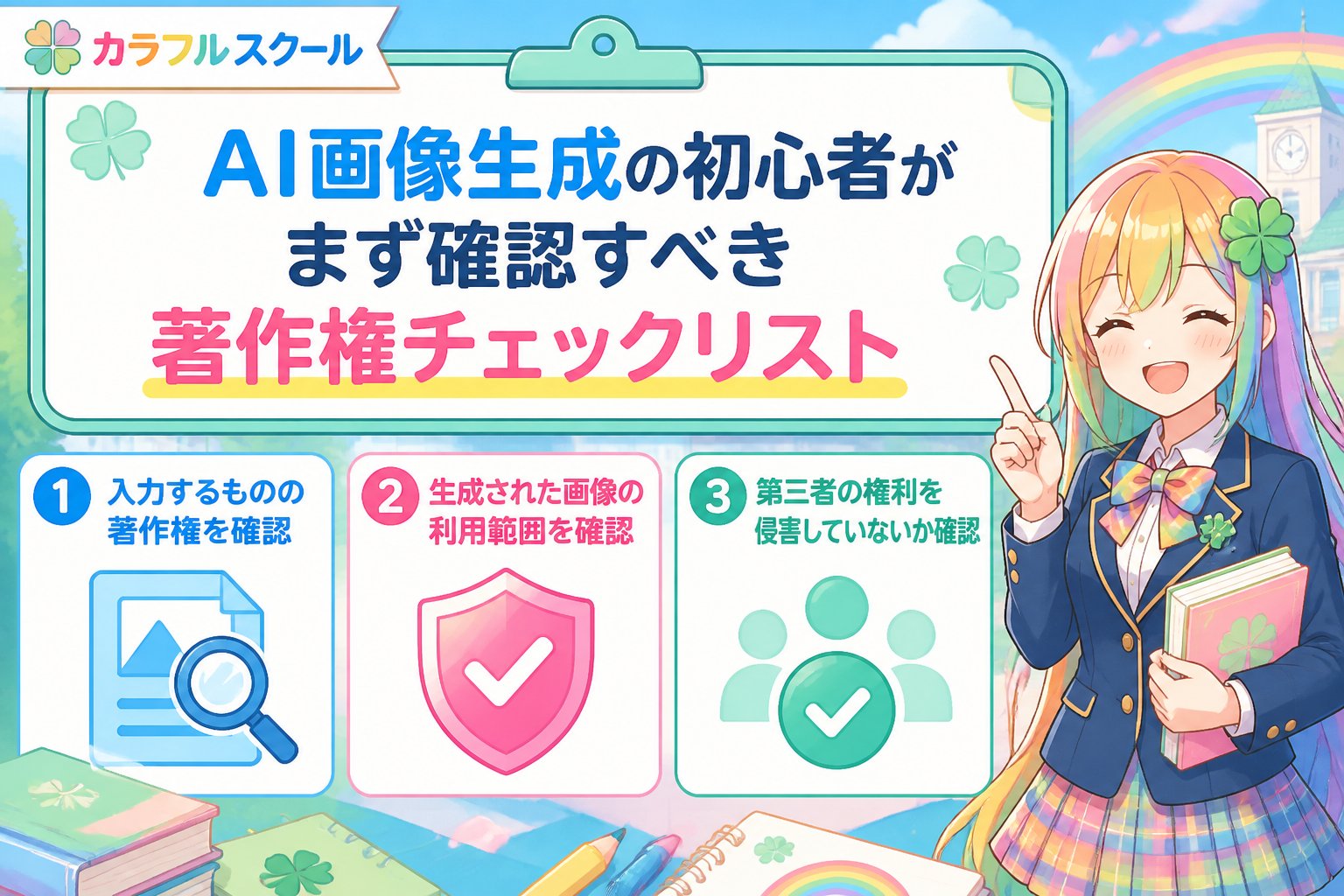 AI画像生成 AI画像生成の初心者がまず確認すべき著作権チェックリスト