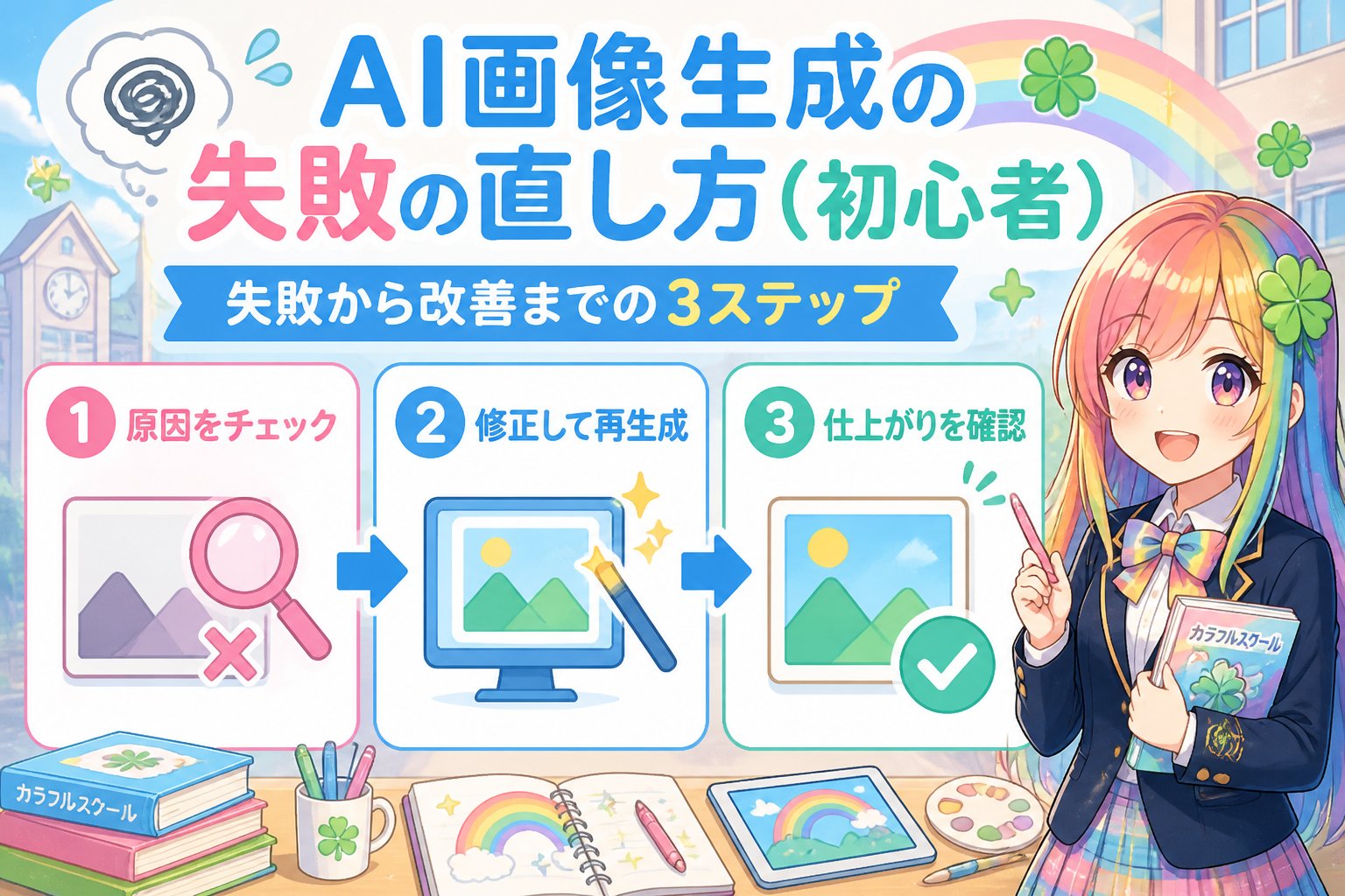 AI画像生成 AI画像生成、初心者、失敗、直し方を含む失敗時の具体的な直し方と改善ステップ
