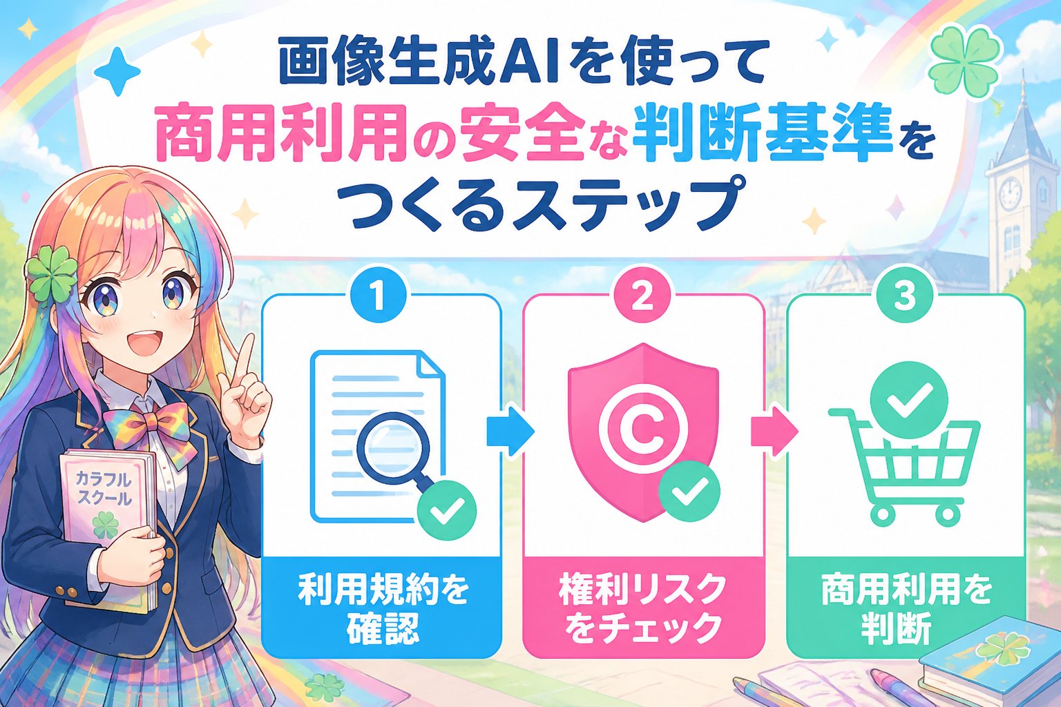 AI画像生成 画像生成AIを使って商用利用の安全な判断基準をつくるステップ