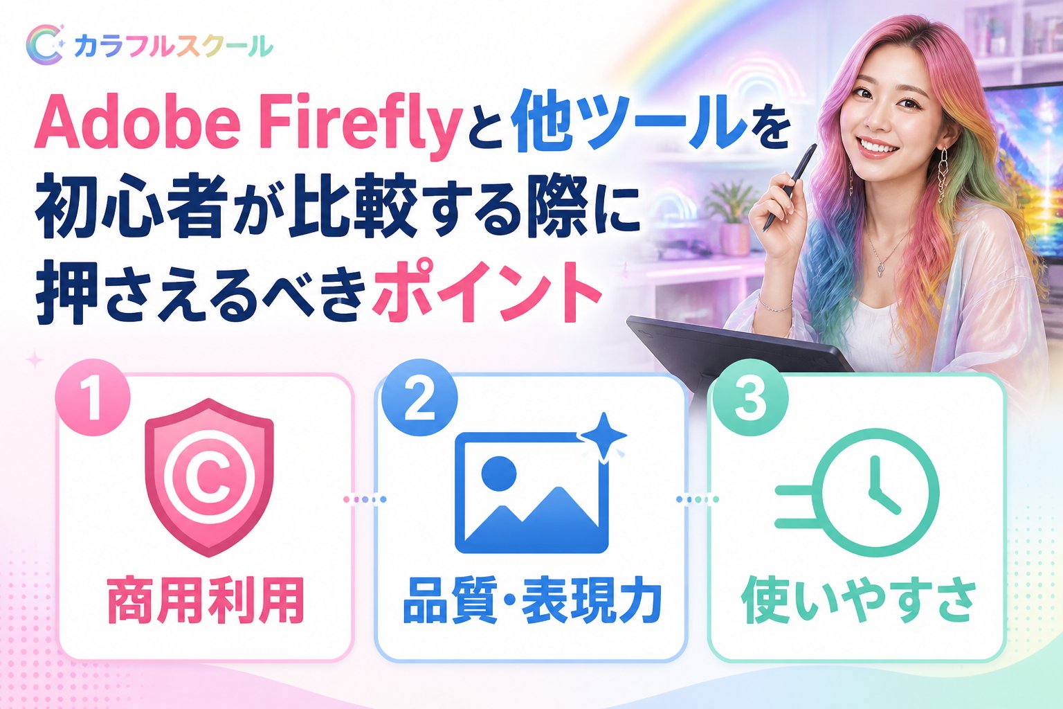 最新AI画像ツール Adobe Fireflyと他ツールを初心者が比較する際に押さえるべきポイント