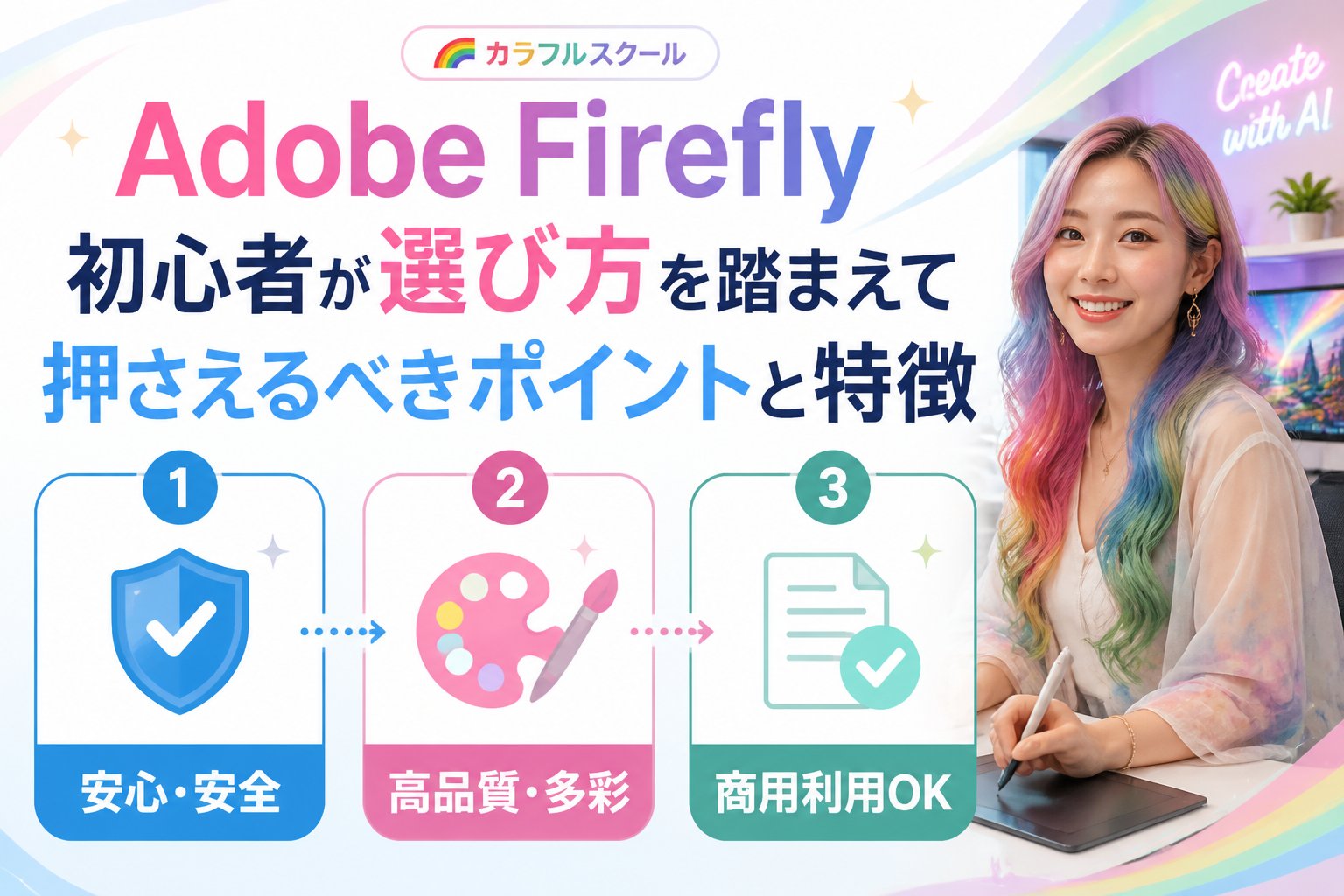 最新AI画像ツール Adobe Firefly、初心者が選び方を踏まえて押さえるべきポイントと特徴