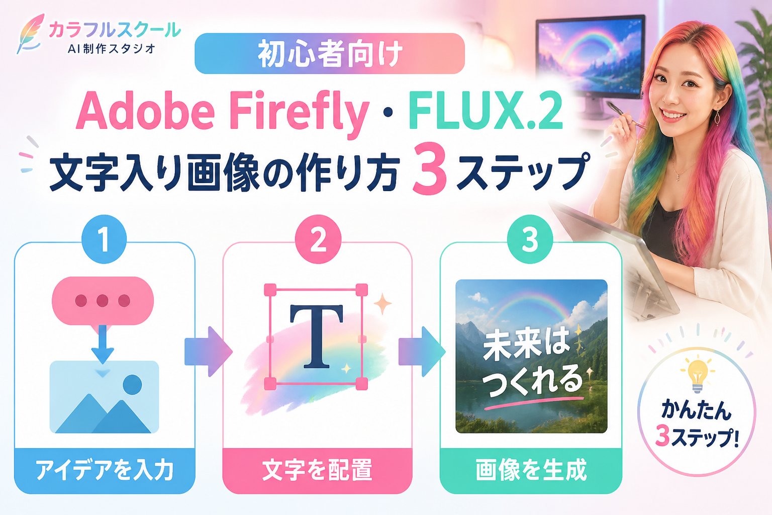 最新AI画像ツール Adobe Firefly、FLUX.2初心者向けの文字入り画像作成使い方手順の比較