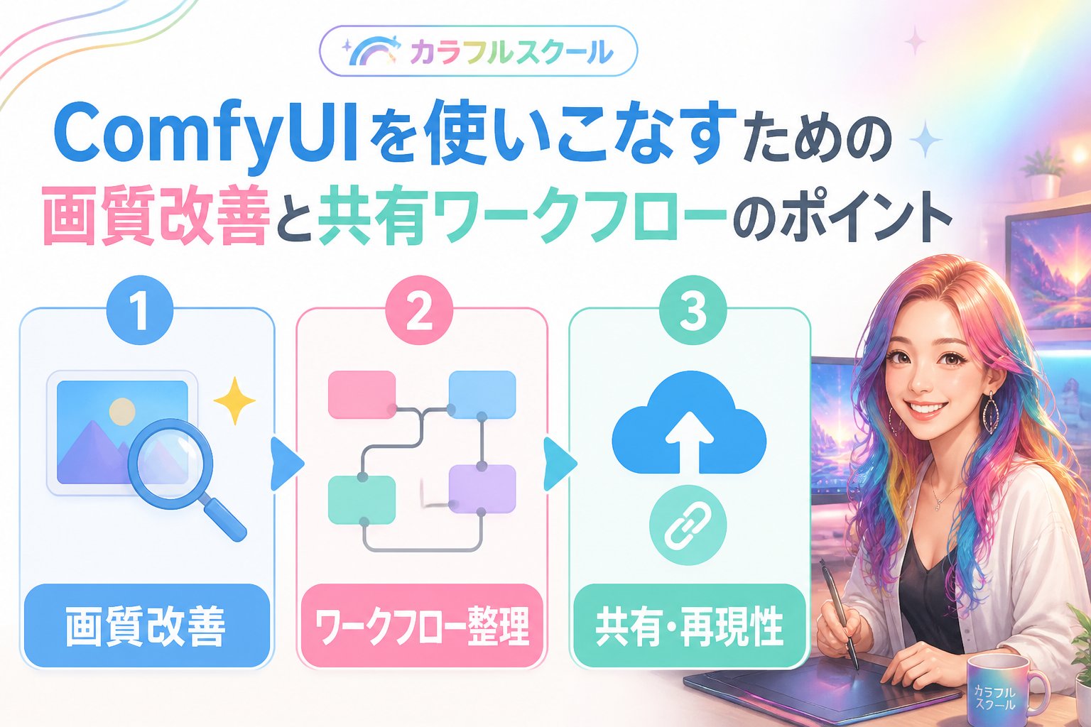 AI制作実務 ComfyUIを使いこなすための画質改善と共有ワークフローのポイント