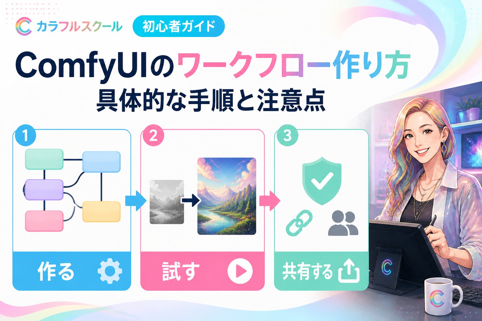 AI制作実務 ComfyUIのワークフロー作り方（初心者）における具体的な手順と注意点