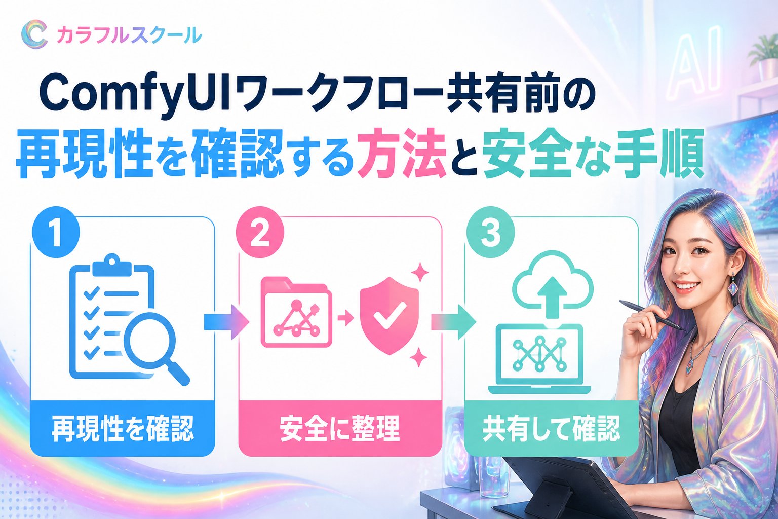 AI制作実務 ComfyUIワークフロー共有前の再現性を確認する方法と安全な手順